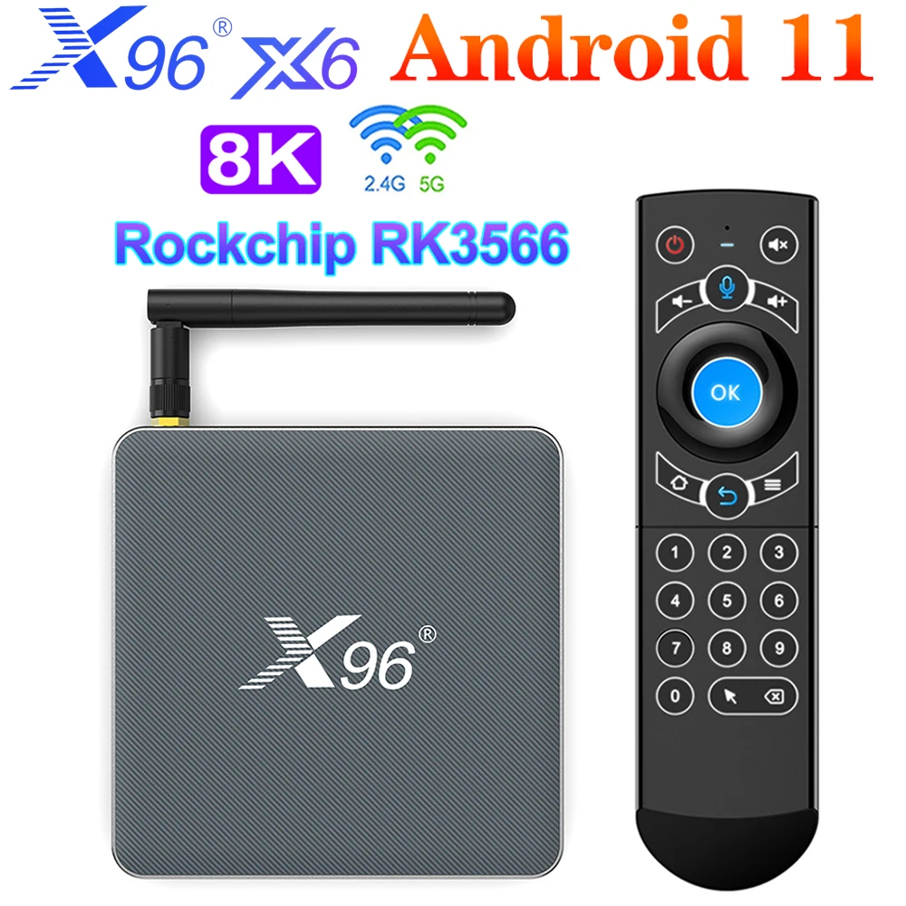 VONTAR 8ГБ ОЗУ 128ГБ ТВ-приставка X96 X6 Android 11 RK3566 Поддержка 4K 2T2R MIMO Dual Wifi 1000М 4G 64ГБ 32ГБ Медиаплеер TVBOX Набор.