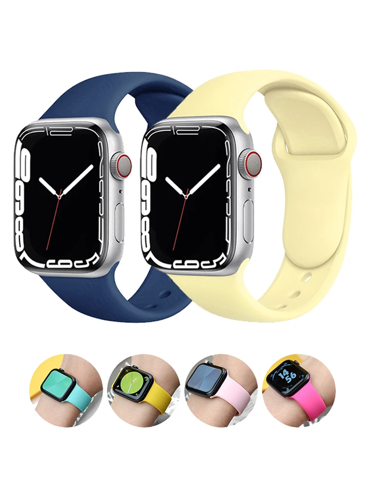 Силиконовый ремешок для Apple Watch Band 49 мм 44 мм 40 мм 45 мм 41 мм 42 мм 38 мм 44 45 мм, браслет для iwatch Ultra series 7 se 3 4 5 6 8 band