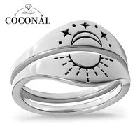 coconal simple sliver color star moon shape rings for women wedding ring set girls valentines day jewelry gift
