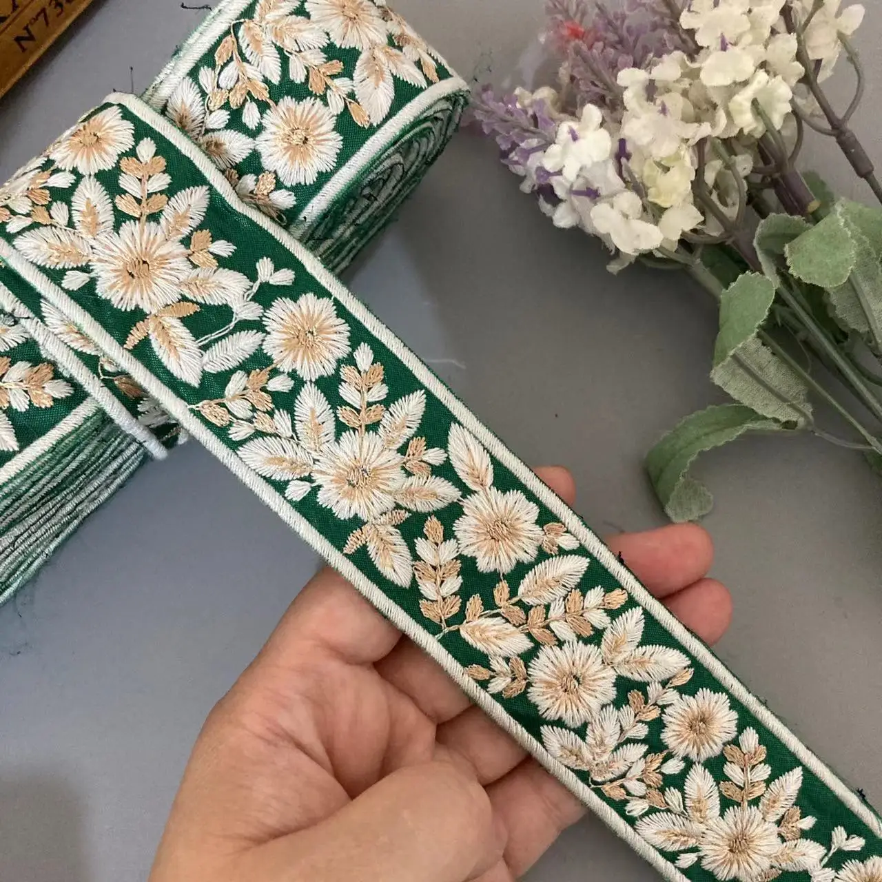 1 ярд ширина 3 6 см зеленая кружевная лента с вышивкой в этническом стиле отделка