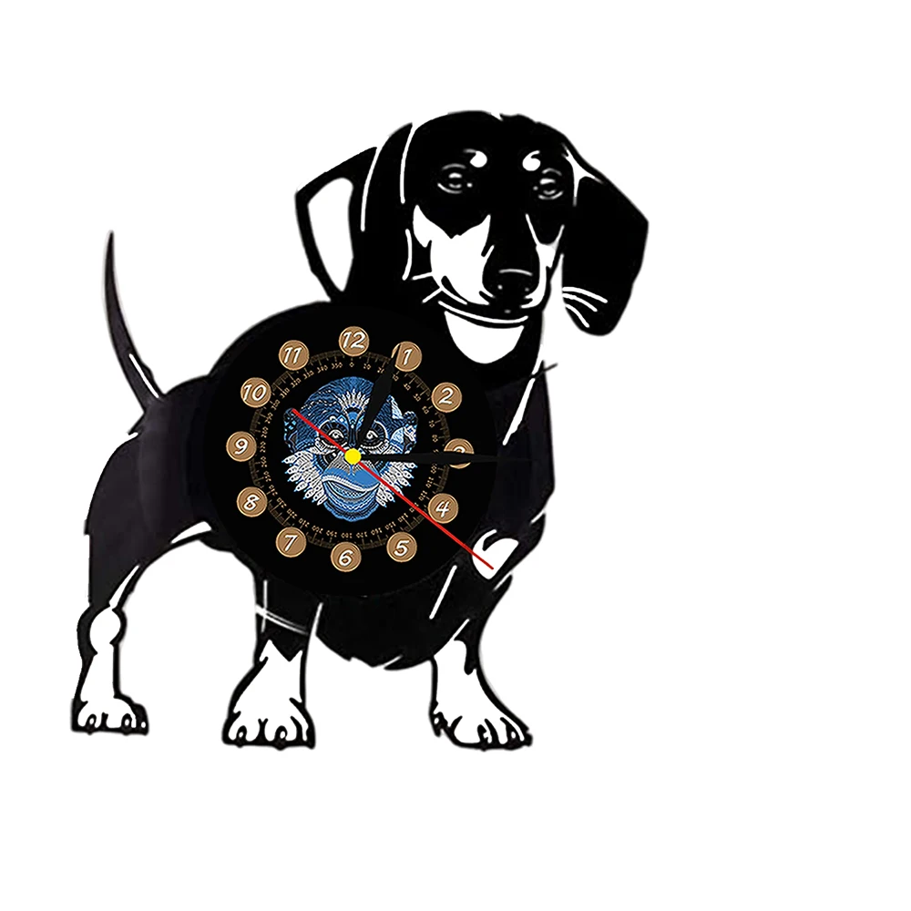 

Виниловые Настенные часы с изображением животных, виниловые украшения для дома, подарок для любителей собак, 12 дюймов, современный дизайн
