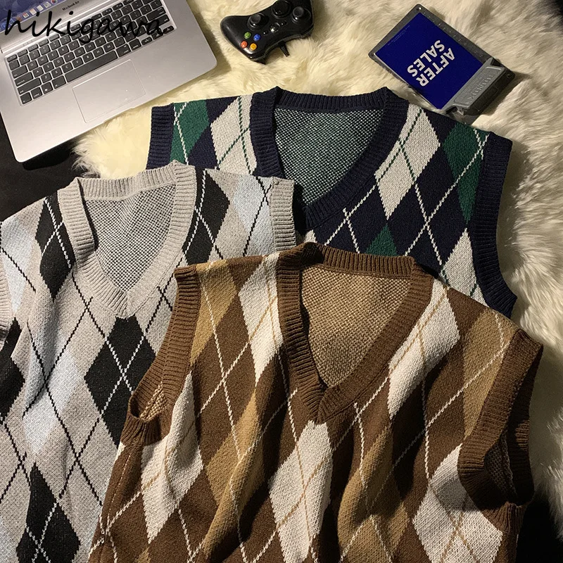 Винтажный свитер в стиле преппи жилет женская одежда уличная Майки BF модный
