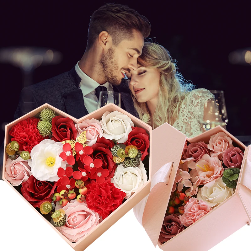 

Мыло для ванны с цветами, пенное мыло в форме сердца, Коробка для мыла, Свадебный декор, подарок, украшение на День святого Валентина, годовщи...