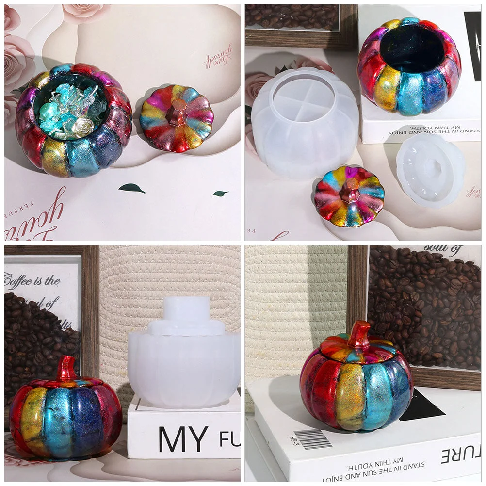 1 Set  Halloween Silicone Mold Halloween Craft Mold Epoxy Craft Making Mold Pumpkin Jar and Lid Mold