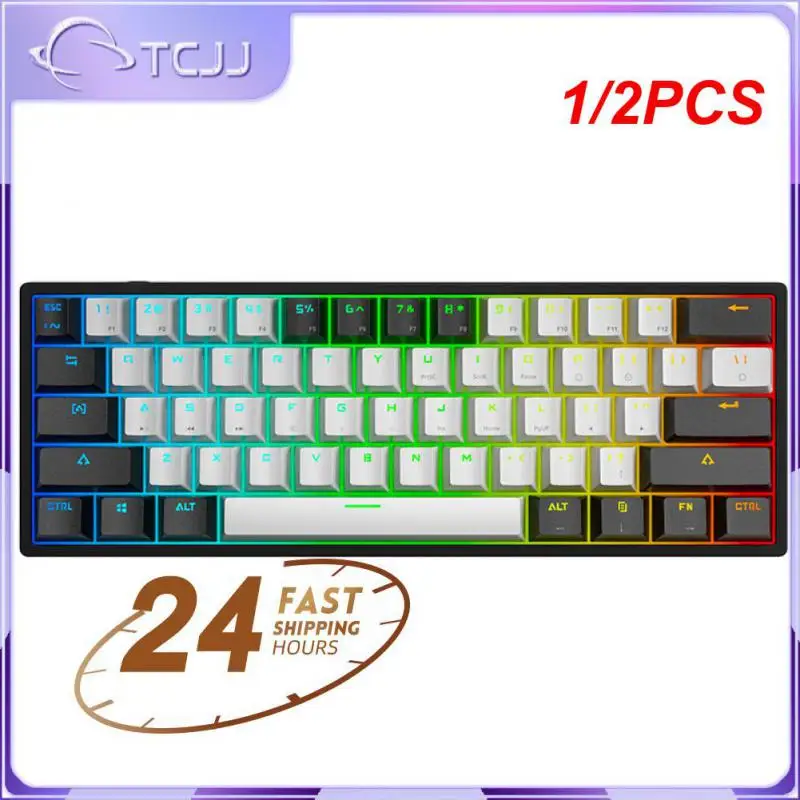 

1/2 шт. 60% Механическая игровая мини-клавиатура, E-yoeo 68 клавиш Проводная RGB подсветка пылезащитный переключатель компактный дизайн для компьютера