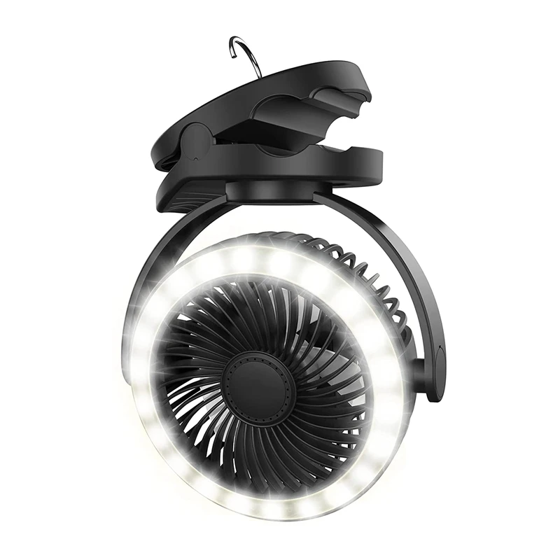 

10000Mah Camping Lantern Fan, 4 Speeds Clip On Fan, Battery Operated Fan , Portable Personal Fan , 360° Rotation