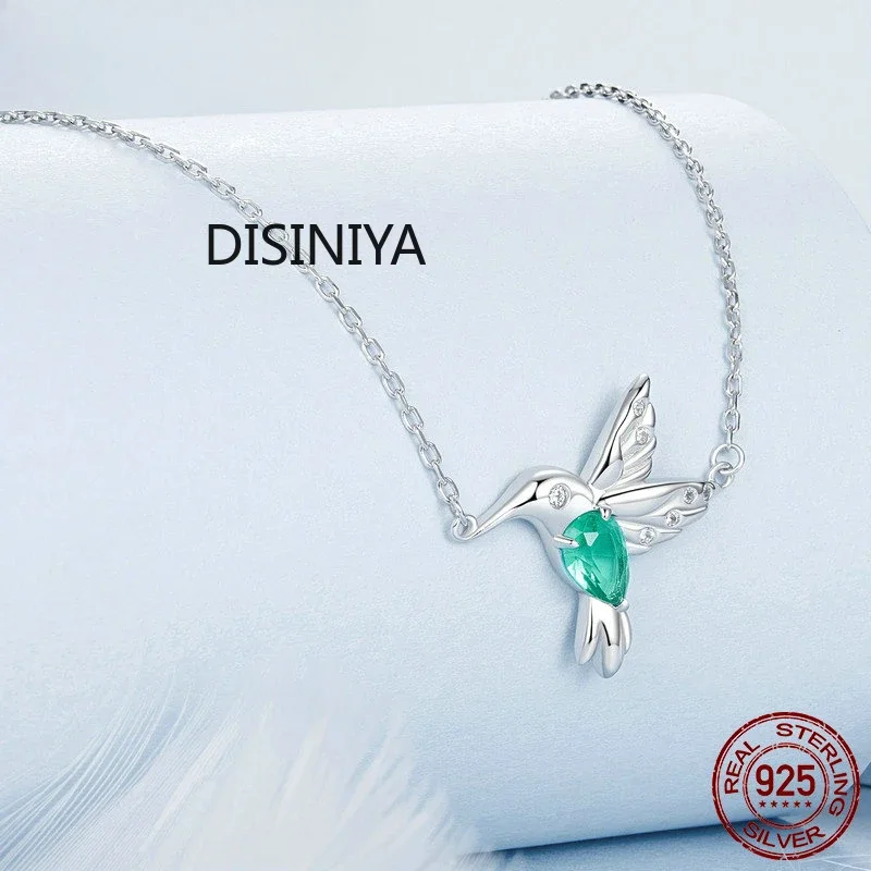 Ожерелье-колибри из стерлингового серебра 925 пробы с покрытием белого золота