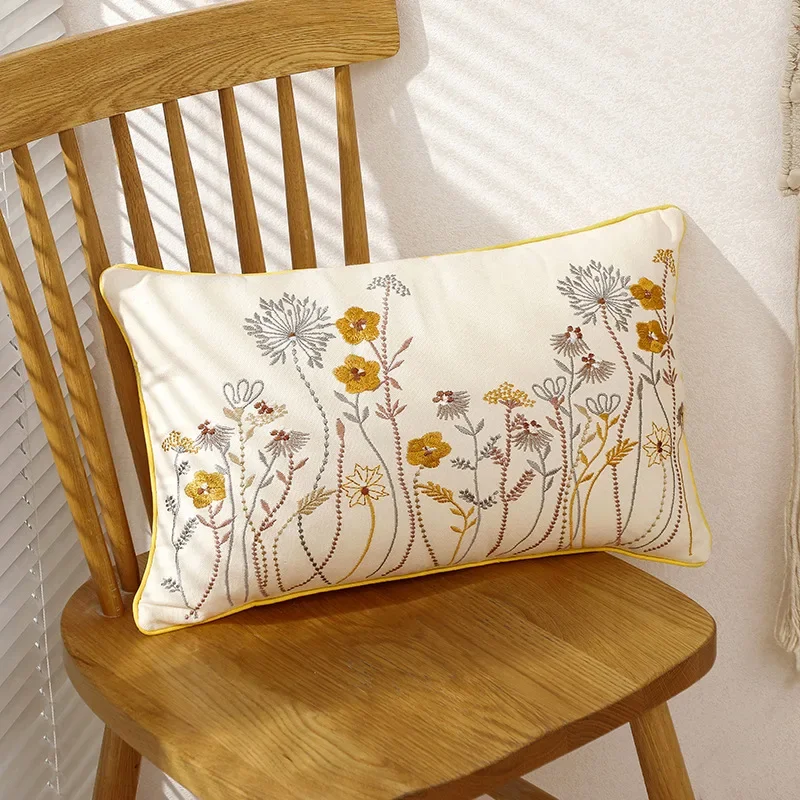 Декоративные чехлы для подушек 2024 с американской цветочной вышивкой