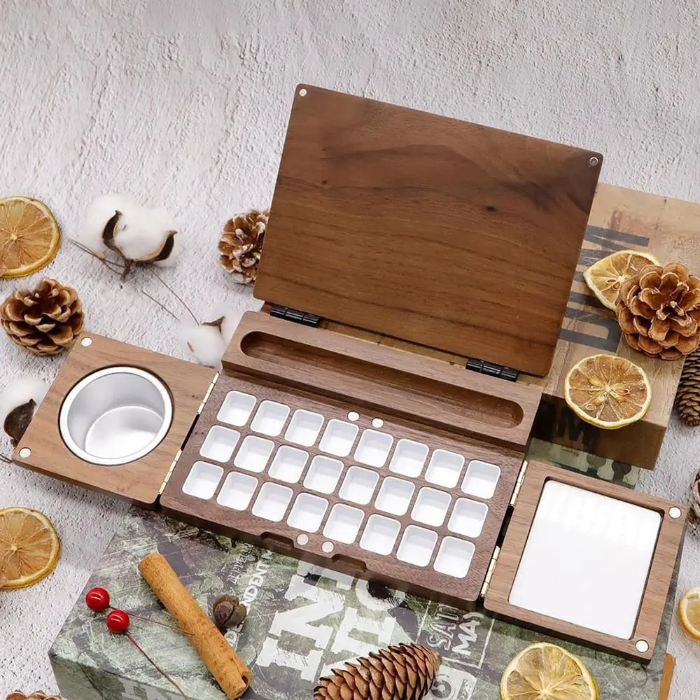 24-сеточная деревянная коробка для акварели портативная многофункциональная