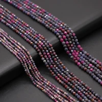 natural stone beads ruby sapphire round faceted beads for jewelry making diy necklace bracelet earrings accessory