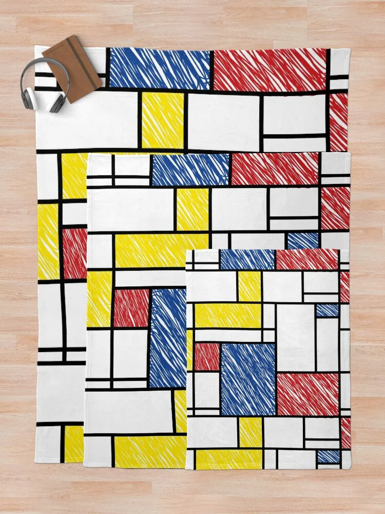 Mondrian Scribbles Минималистское современное искусство De Stijl? Одеяло Fatfatin самое мягкое