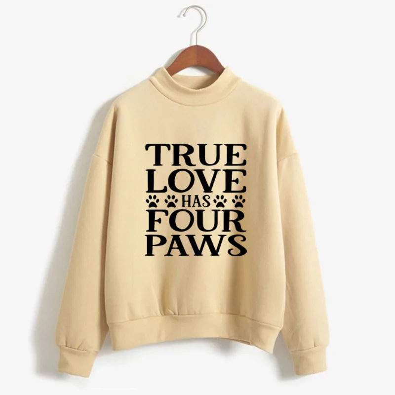 Женская толстовка с принтом в виде четырёх лап круглым вырезом - купить по