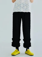imakokoni original thin casual pants stitching lace all match simple fashion slim trousers women 223662
