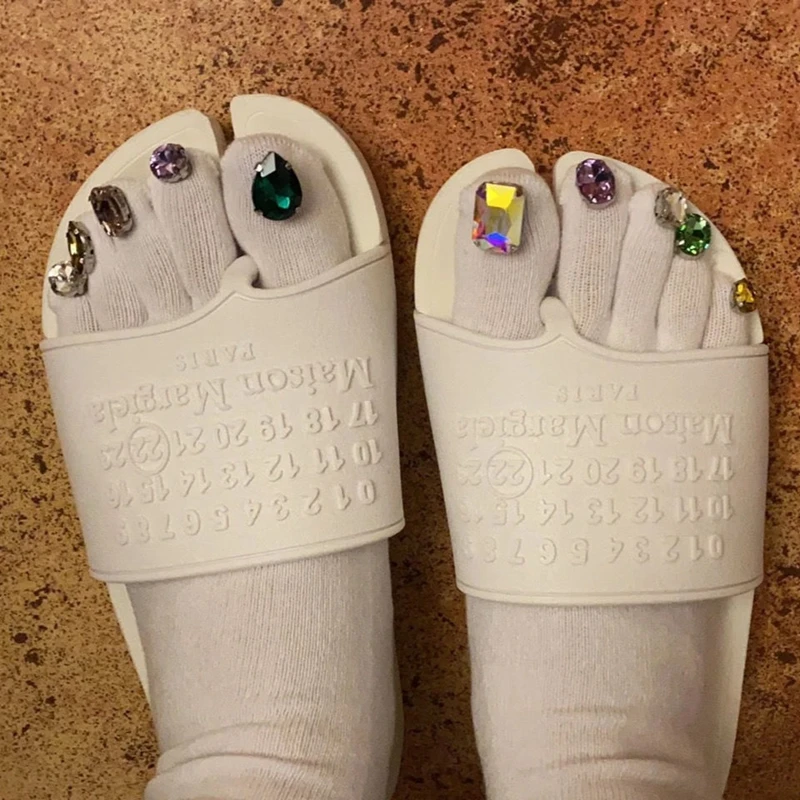 Women Colorful Diamonds Decorative Korean Style Fashion All-match Warm Five Fingered Socks Accessories 2022 New