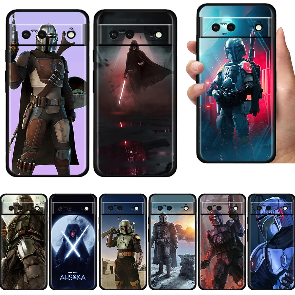 

Star Wars Hero Mandalorian Shockproof Case for Google Pixel 7 6 Pro 6a 5 5a 4 4a XL 5G Silicone Black Phone Cover