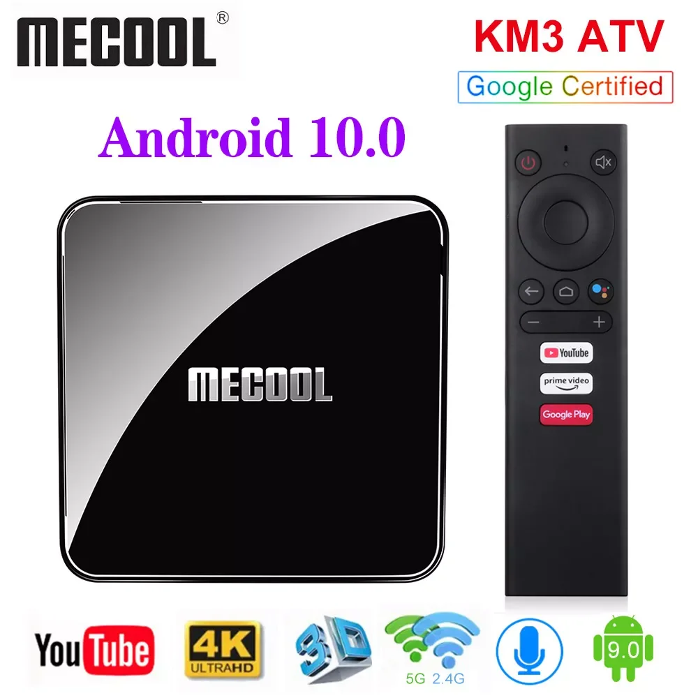 

MECOOL KM3 ATV Androidtv Google Certified TV Box Android 10 4GB 64GB KM9 PRO 4GB 32GB 2G 16G Amlogic S905X2 4K Wifi Media Player