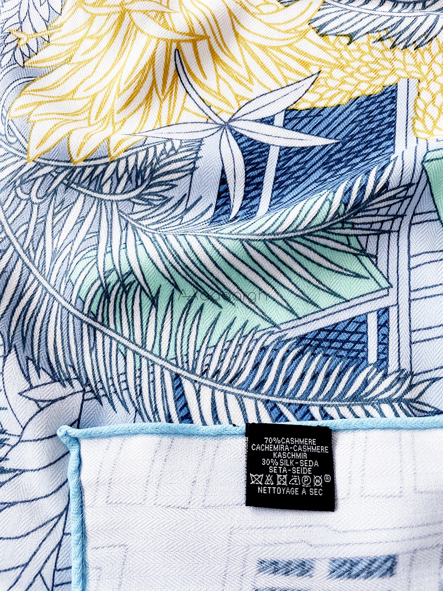 Синий Шелковый кашемировый шерстяной шарф банданы ручной работы с краями топы