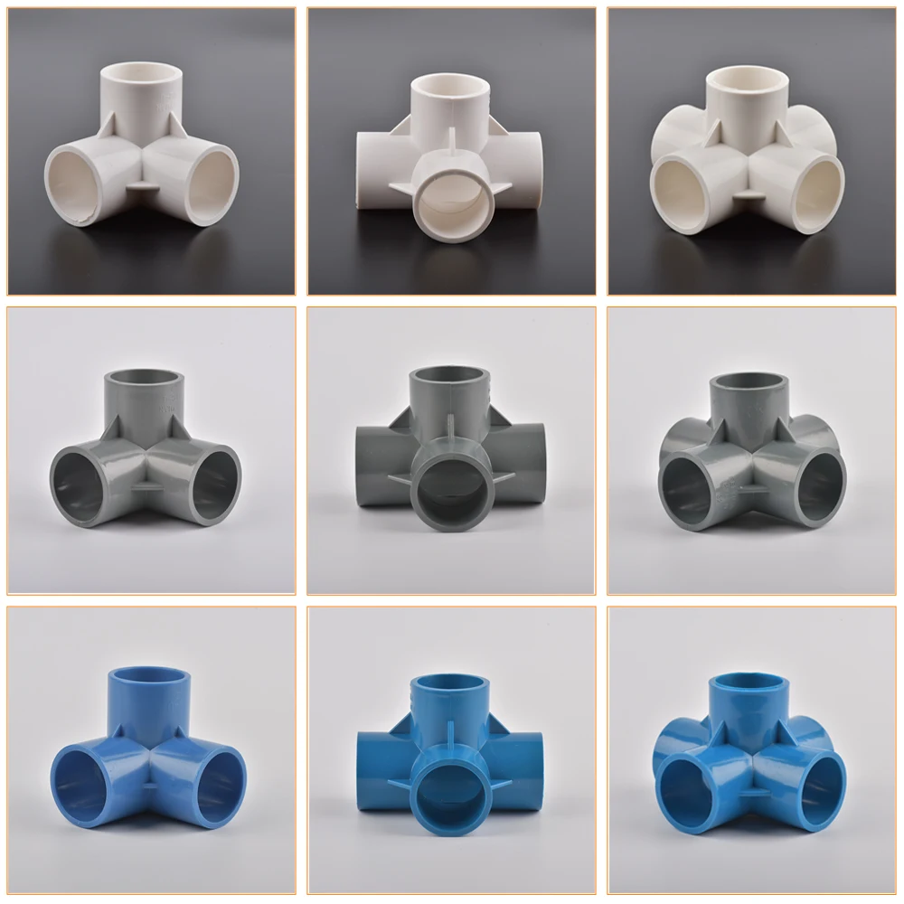 Inside Diameter 20/25/32mm 3-way/4-way/5-way Three-Dimensional PVC Connector Water Supply Pipe Fittings Equal Connectors Plastic