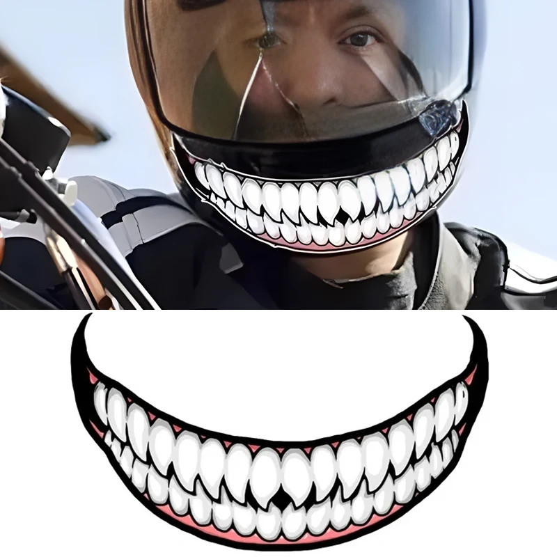 Наклейки на мотошлем с зубами и языком от зла топливная коробка забавное
