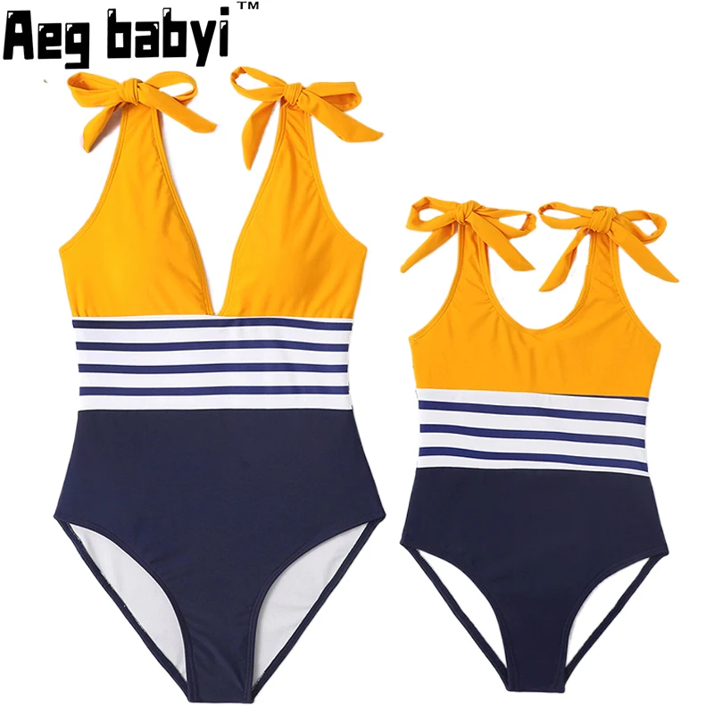 

Купальник-бикини для мамы и дочки, с V-образным вырезом