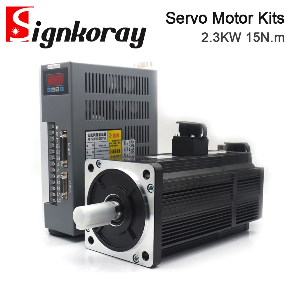 

SignkoRay 2.3KW 15N.m AC Servo Motor Driver Kits 1500RPM 220V 380V AC Motor AASD-25A+130ST-M15015 for CNC Router