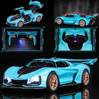 124 diecasts s9 model sport car cool toy exhaust effects spray light alloy body one key open butterfly door adult child gift