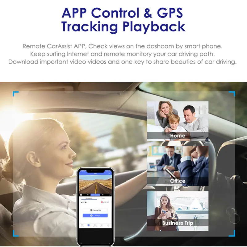 Скрытый видеорегистратор AZDOME 4G с двойной камерой в реальном времени GPS-трекером