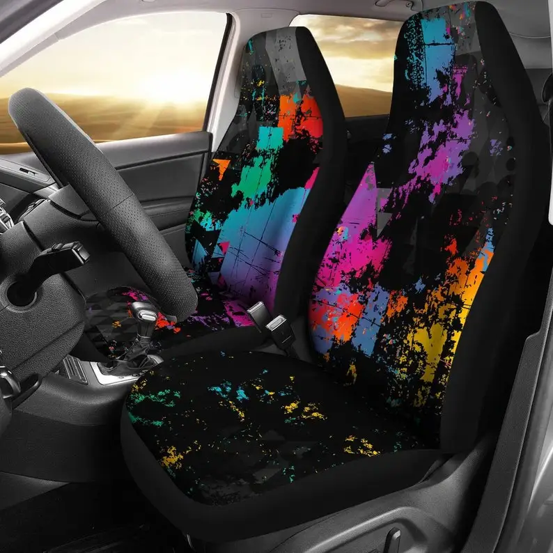

Colorful Abstract Art Car Seat Covers Pair, 2 Front Car Seat Covers, Seat Cover for Car, Car Seat Protector, Car Accessory