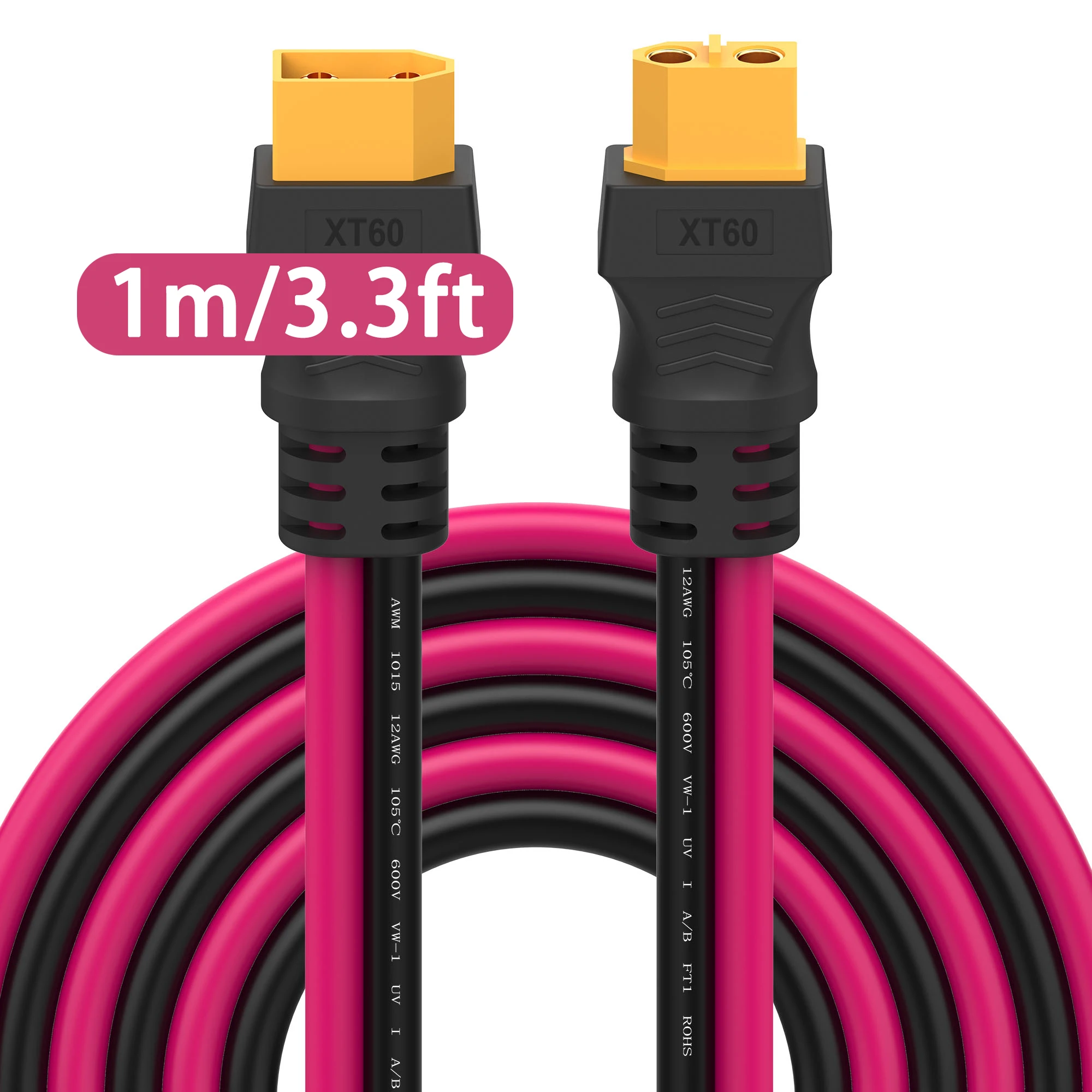 

Удлинительный кабель XT60 Кабель 12AWG XT60 — XT60, с разъемами «папа-мама», подходит для батареи дистанционного управления солнечной панелью