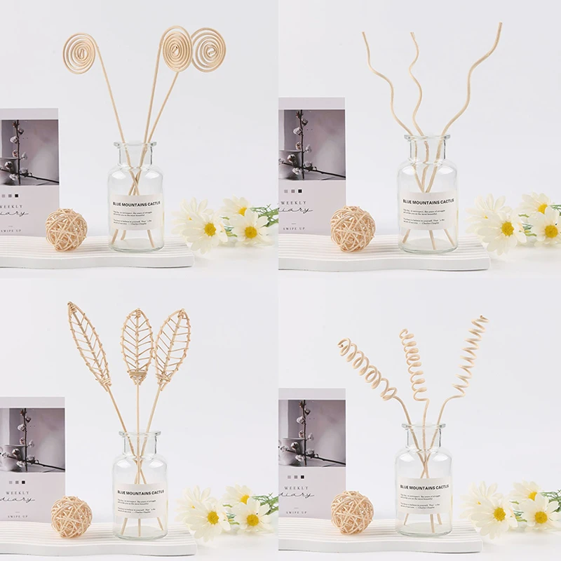 5pcs For Home Room Decoration Leaf Shaped Diffuser Sticks Vine Aroma Volatile Stick Natural Reed Fragrance Aroma Oil Diffuser