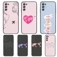 travel map phone cover hull for samsung galaxy s6 s7 s8 s9 s10e s20 s21 s5 s30 plus s20 fe 5g lite ultra edge