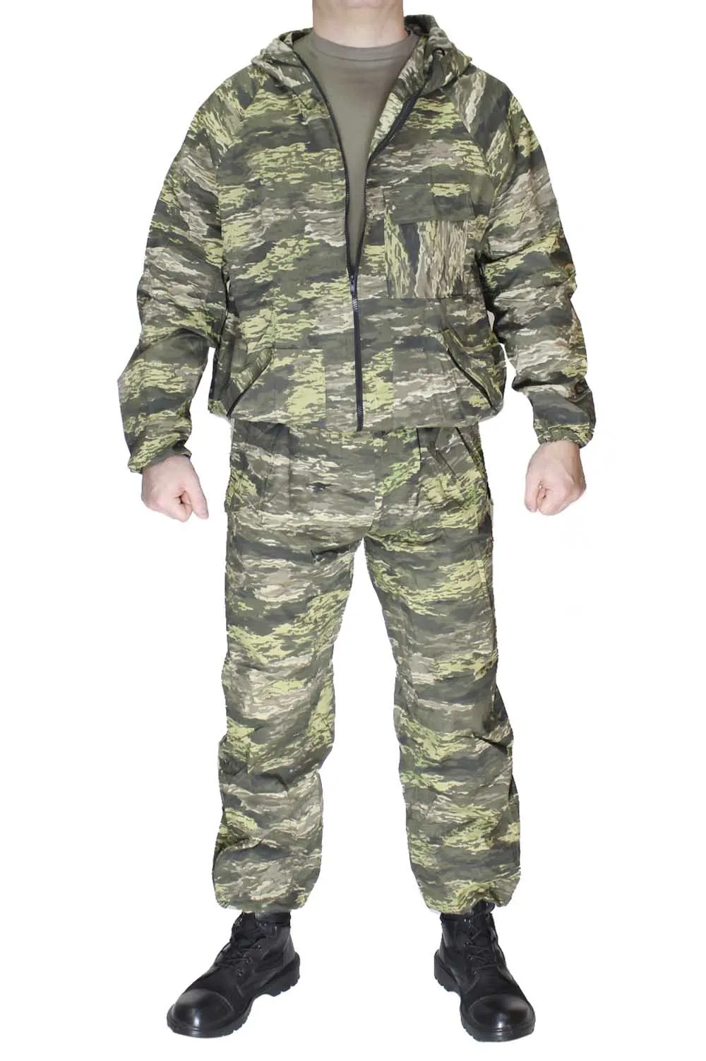 Маскхалат ткань сорочка 65 полиэстер 35 хлопок камуфляж Tiger stripe grey |