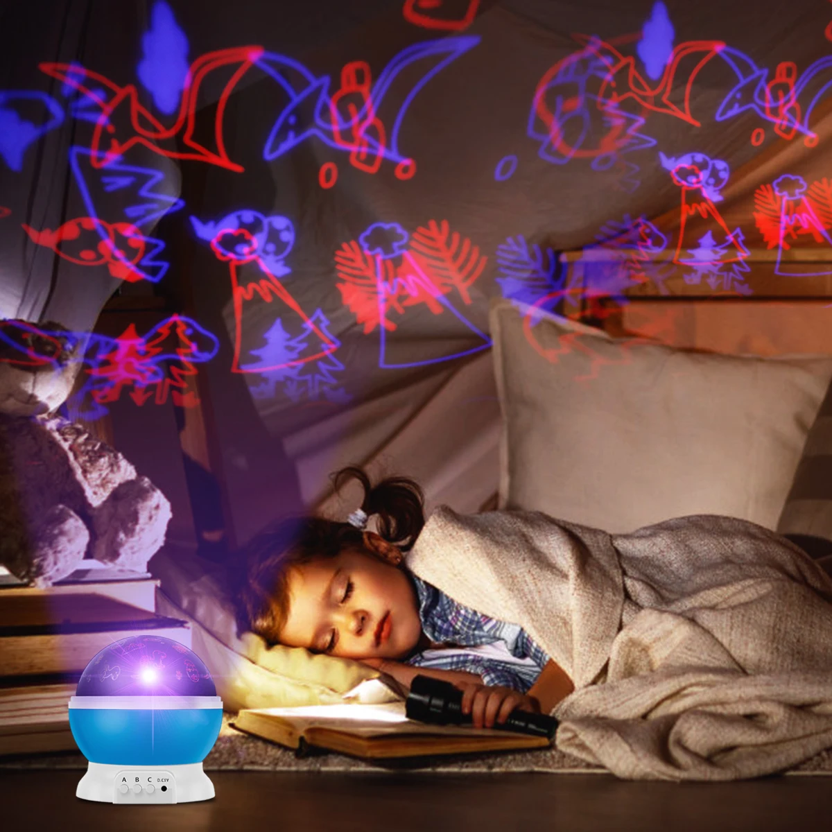 Динозавр галактика Звезда проектор ночной свет USB Зарядка светодиодная лампа для