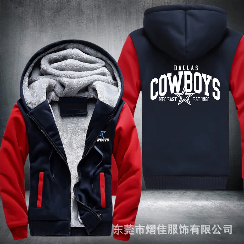 

LOGO COWBOYS Winter Jacket Men's Cotton Warm Hoodies Casual sweatshirt Male Thicken coats Sweatshirt top Hoodie size M~6XL