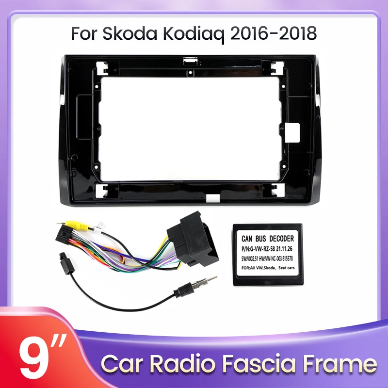 

MLOVELIN 9" Car Radio Multimedia Panel Stereo GPS Navigator Player Mount Surround Panel Dashboard Kit For Skoda Kodiaq 2016-2018