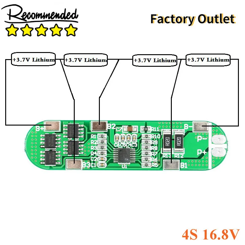 

4S 10A Li-ion Lithium Battery 16.8V 18650 Charger Chargering PCB BMS Protection Board Lipo Battery Cell
