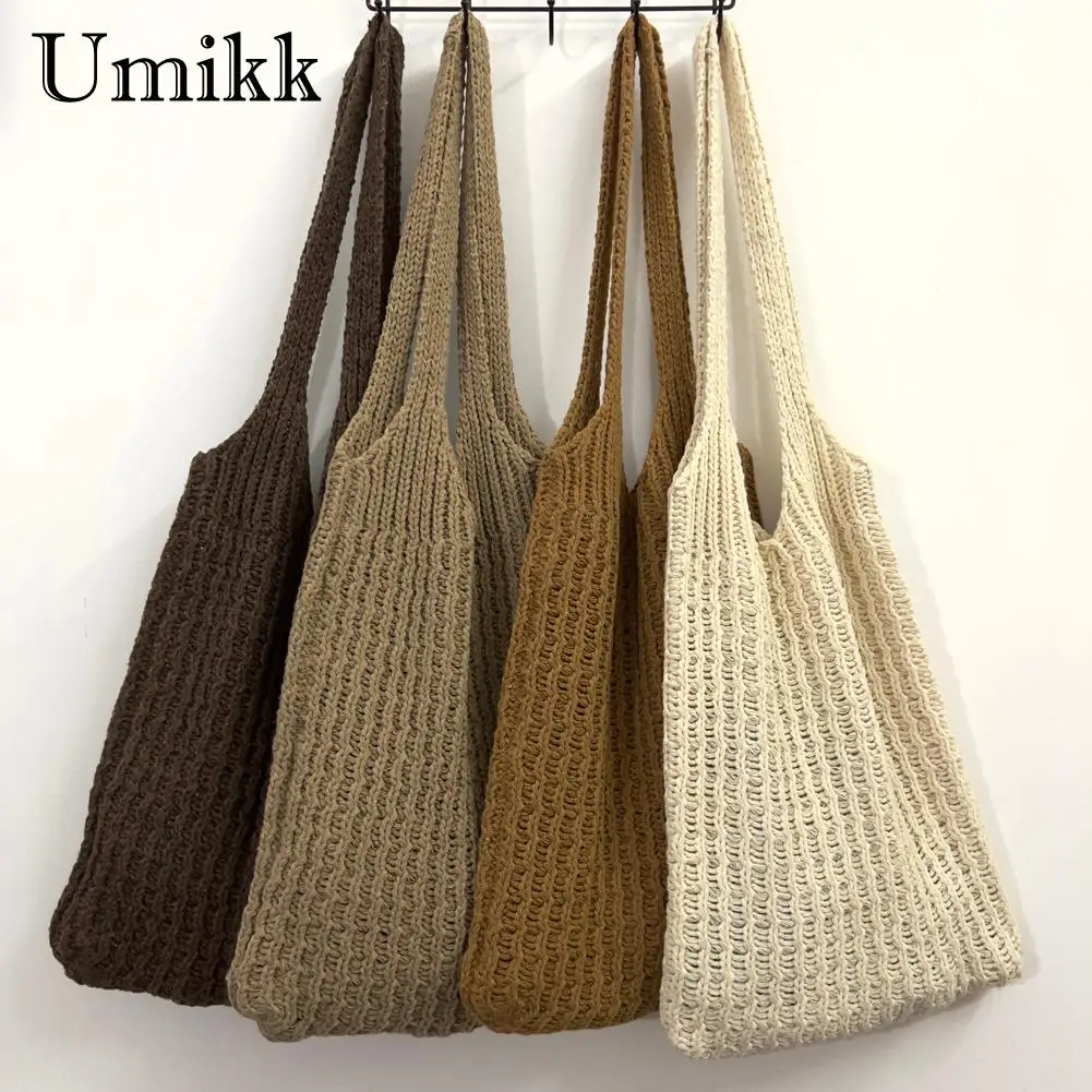 

Fashion Retro Tote Bags Women Knitting Shoulder Bag Large Capacity Tote Purse Designer Handbags Autumn Shopping Top Handle Bags