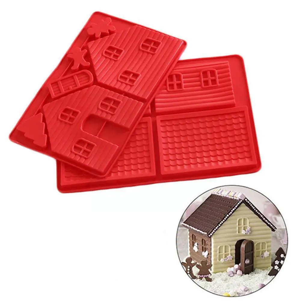 

1PC Christmas Gingerbread House Silicone Cake Baking Mold For DIY Chocolate Biscuit Dessert Bakeware Decorating Tools Y8O1