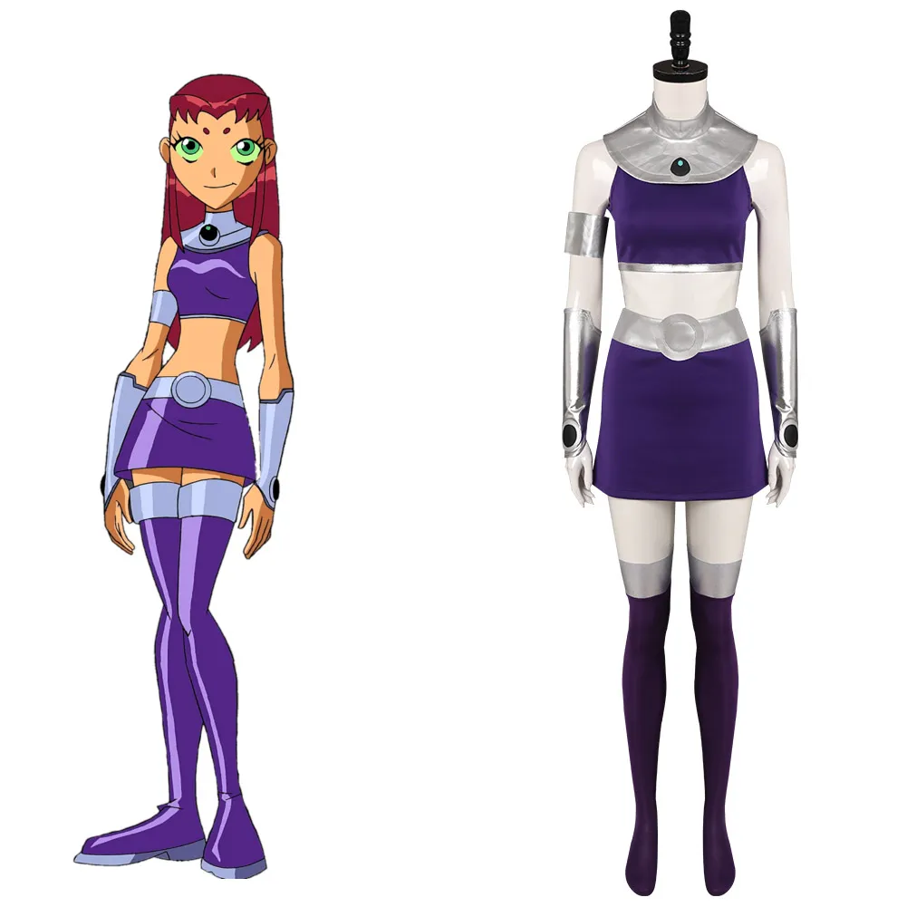 

Starfire Косплей Костюм Платье наряды Хэллоуин Аниме костюм Карнавальные костюмы