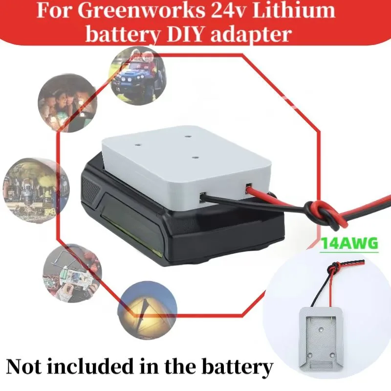 Power Wheel Connectors  For Greenworks 24V Lithium Battery Adapter DIY 14AWG Suitable For electric Toy Cars(Excluding Batteries)
