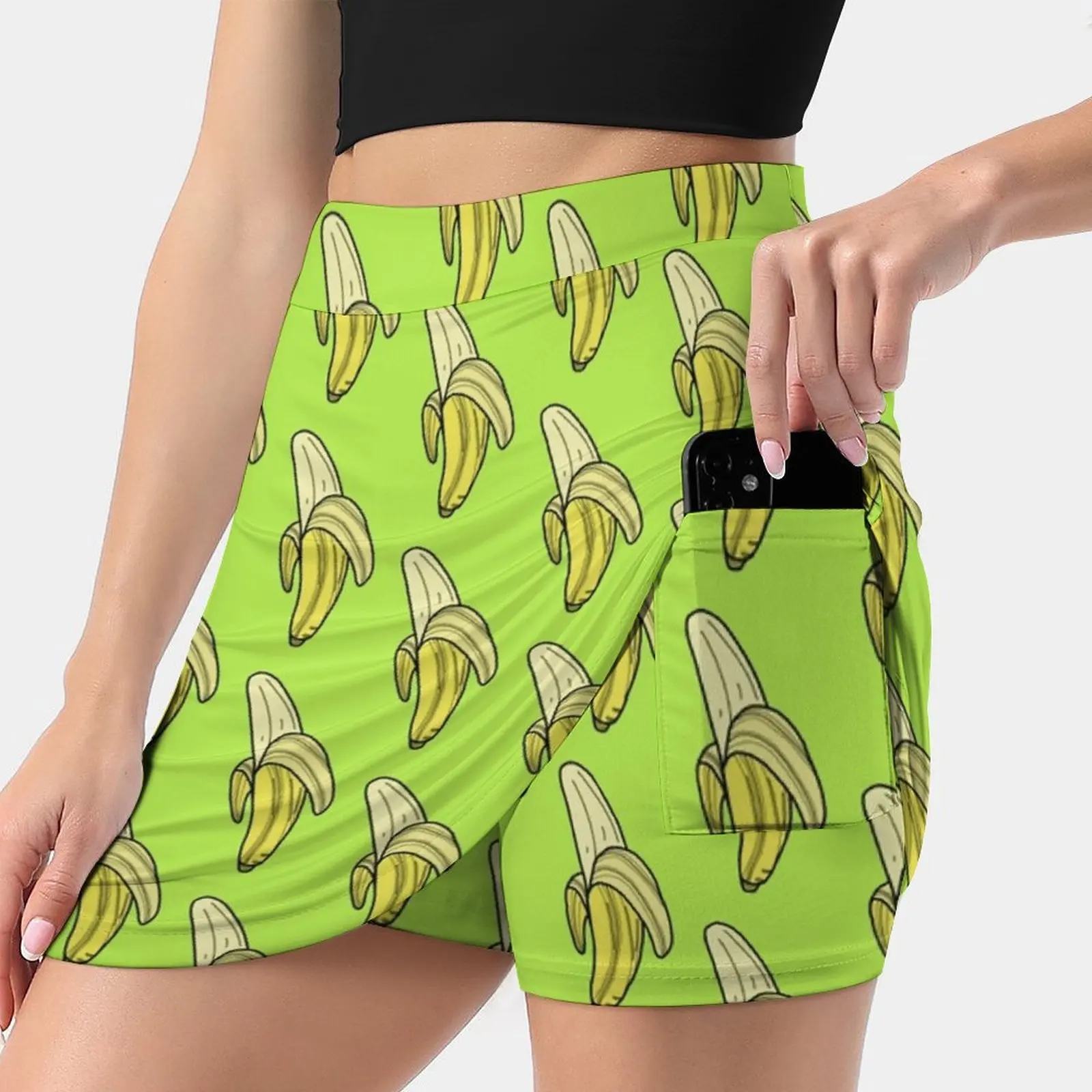 Banana - Lime Women'S Fashion Sporting Skirt With Pockets Tennis Golf Running Skirts Breakfast Bright Cooking Cool Cute