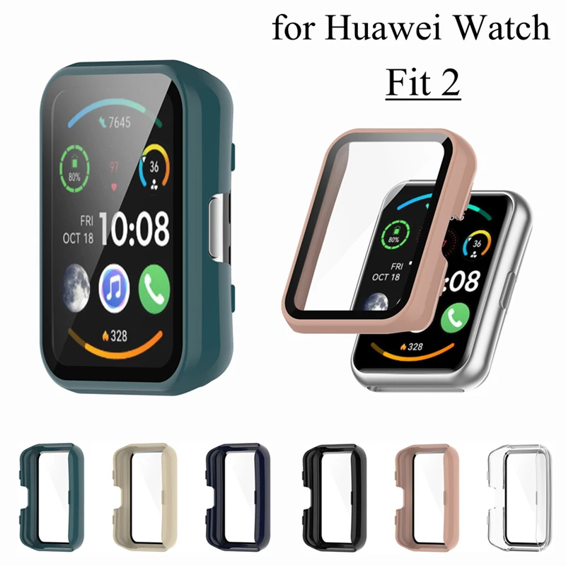 

Стеклянный чехол из поликарбоната для Huawei Watch Fit 2, чехол-бампер, защитная пленка из закаленного стекла + защитный чехол для экрана Huawei Fit2