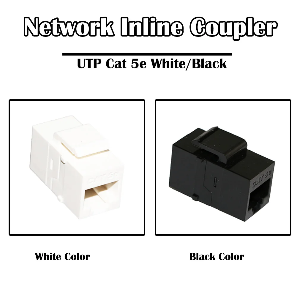 10 Pieces UTP Cat 5e White/Black Network Inline Coupler RJ 45 Port Female Networking Ethernet Keystone Jack 8P8C