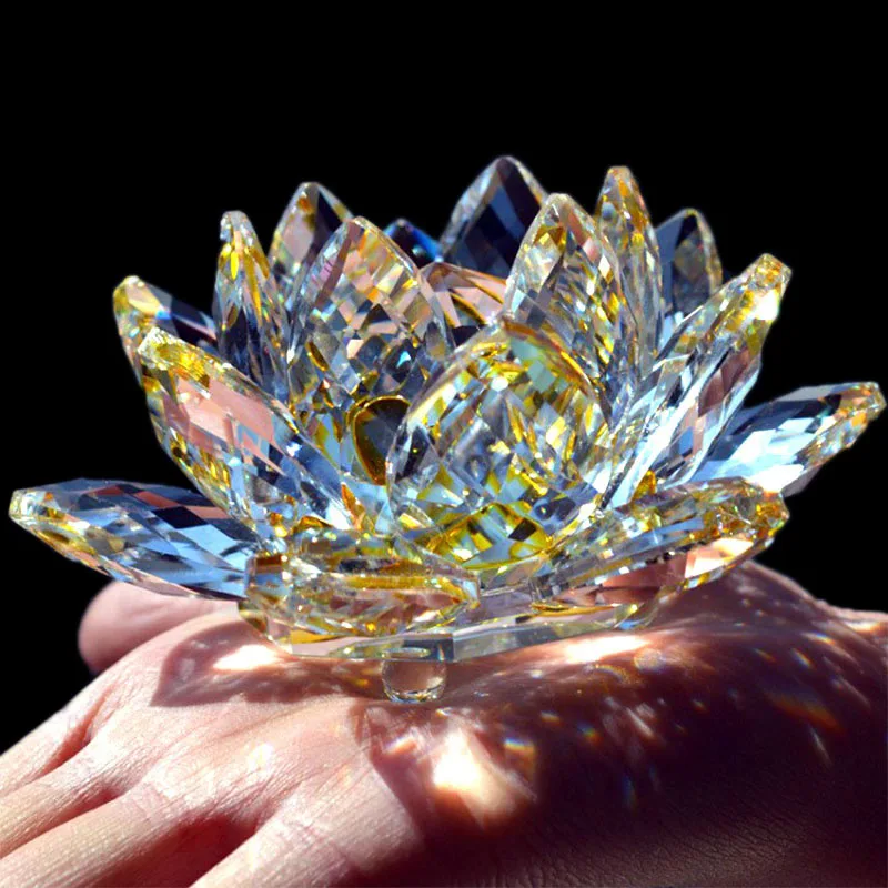

80Mm Quartz Crystals Lotus Flower Crafts Glass Fengshui Ornaments Healing Crystals Home Party Wiccan Decor Yoga Gifts Souvenir