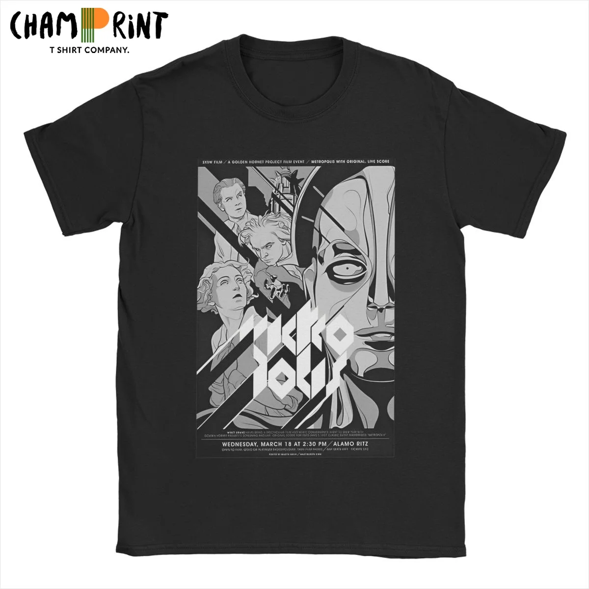 Cool Metropolis Fritz Lang Movie Germany T-Shirt Men Round Collar Pure Cotton T Shirt Short Sleeve Tees 4XL 5XL 6XL Clothing