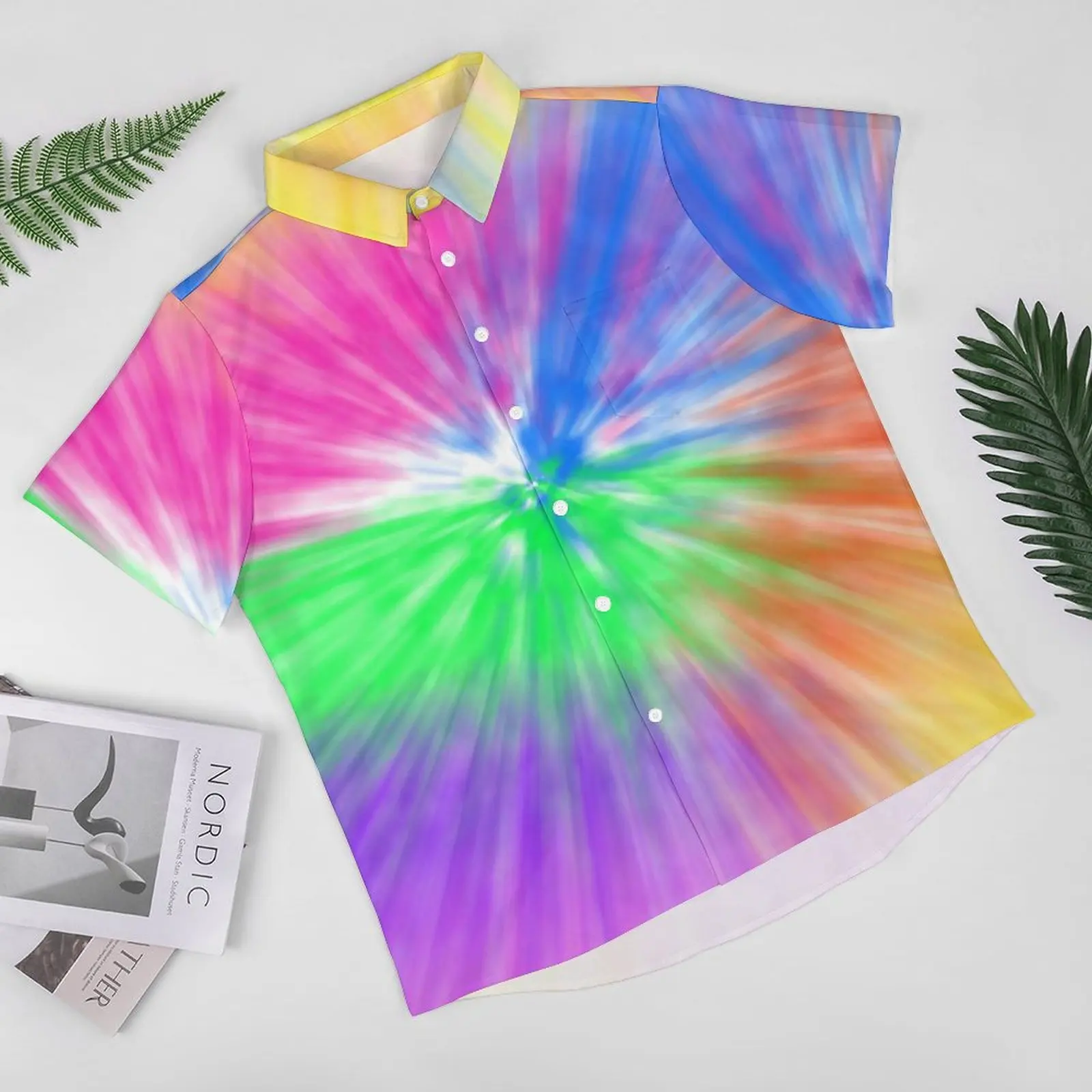 Повседневная рубашка Tie Dye с художественным принтом свободная для отпуска