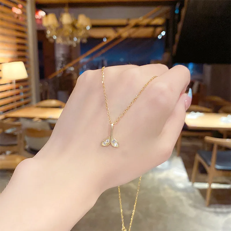 

Nimble Lucky Zircon Beach Mermaid Fish Tail Love Heart Mother's Day Pendant Necklace Woman Girl Wedding Blessing Jewelry