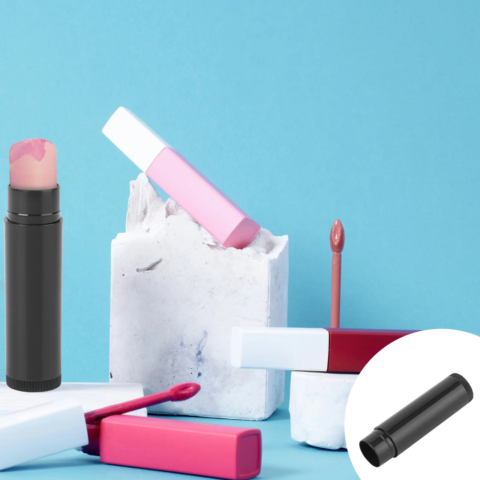 

25pcs 5g Empty Lip Balm Tubes Lip Gloss Tube Refillable Lip Balm Container Reusable Lipstick Bottle for Ladies, Black