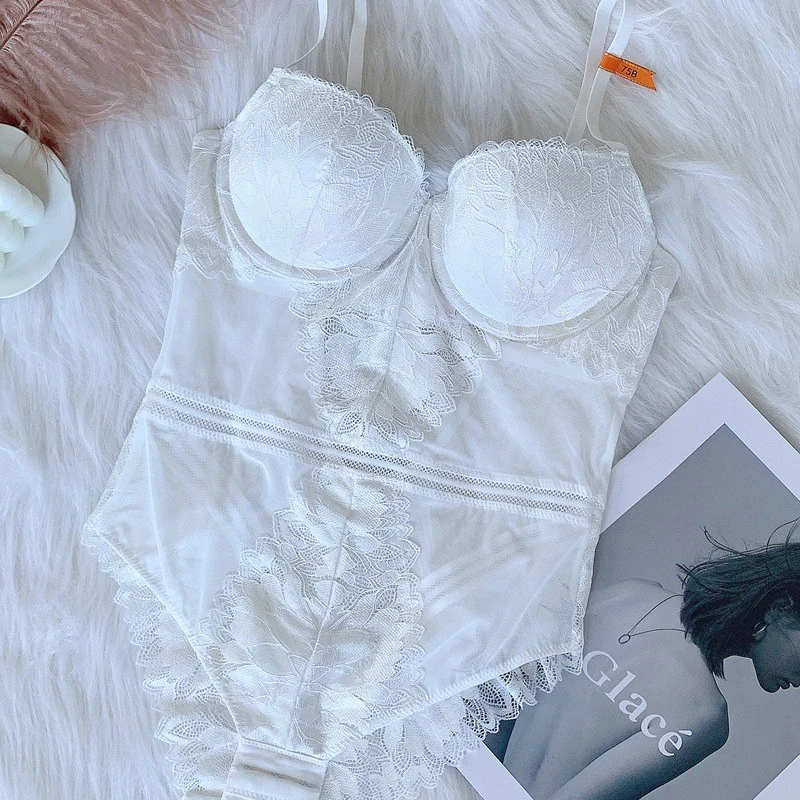 Sexy Lingerie for Women French Splicing Lace Embroidery Push Up Bra Set Women Classic Black Underwear Shapewear Bodycon Onesies