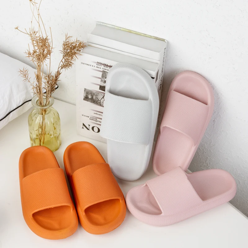 Women Men Indoor Thick Platform Slippers Bathroom Soft EVA Anti-slip Colorful Lovers Home Floor Slides Ladies Summer Sandals